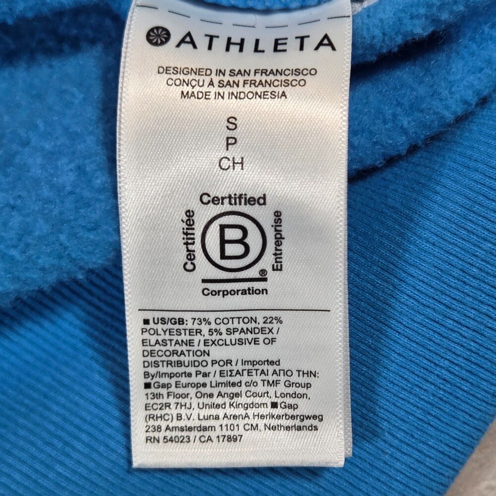 Athleta Forever Fleece Relaxed Crew Sweatshirt Blue Small Raglan Pullover - Picture 5 of 9